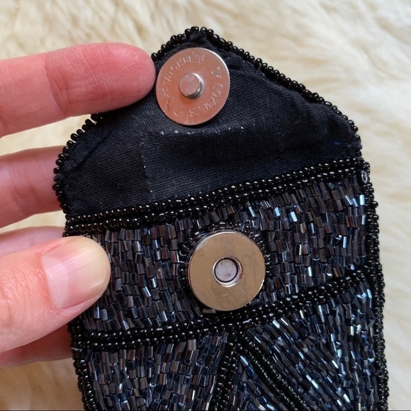 Beaded 💕Coin Jewelry Pouchette Purse Snap Button - Picture 4 of 5